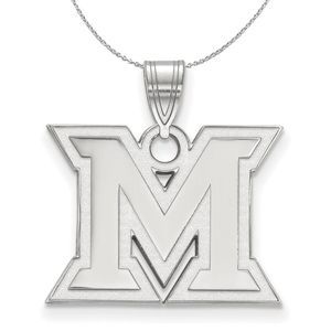 Sterling Silver Miami U Medium Initial M Necklace - 16 Inch